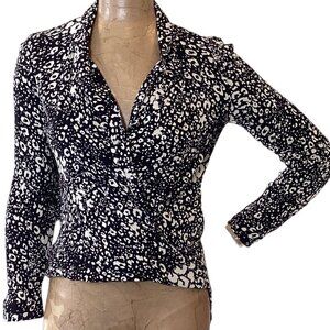 Zara TRF Collection Hi-Low  Hem Surplice‎ V-Neck Faux Wrap Top Sz S Black #21L